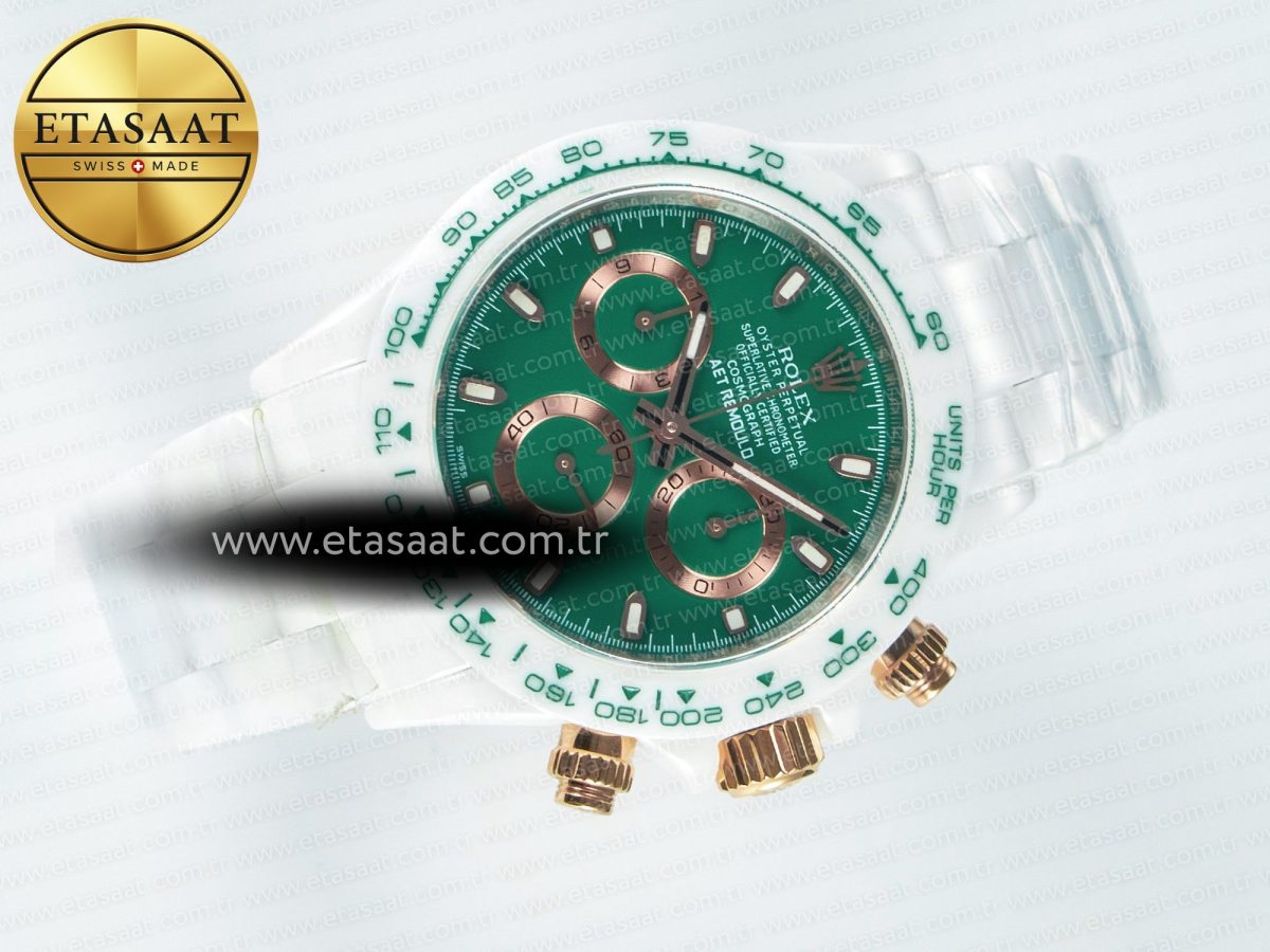 Daytona AET White Ceramic Case and Bracelet Green Dial N6F Best Edition SA4130 - Görsel 8