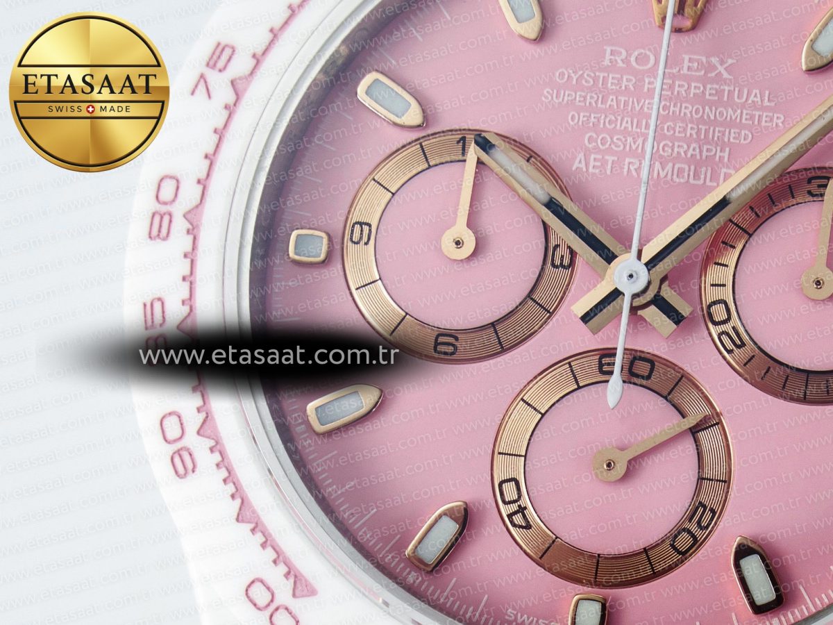 Daytona AET White Ceramic Case and Bracelet Pink Dial N6F Best Edition SA4130 - Görsel 11