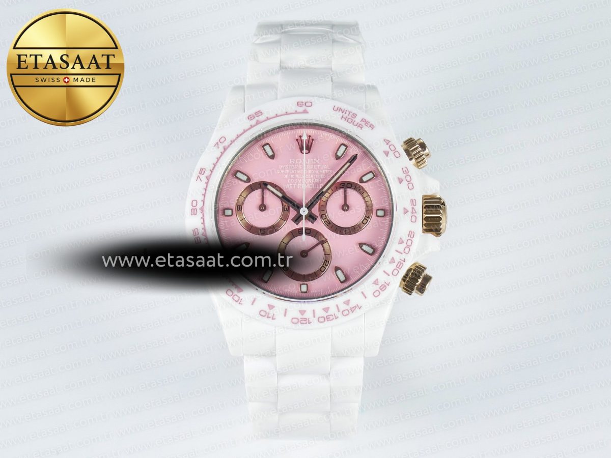 Daytona AET White Ceramic Case and Bracelet Pink Dial N6F Best Edition SA4130 - Görsel 3