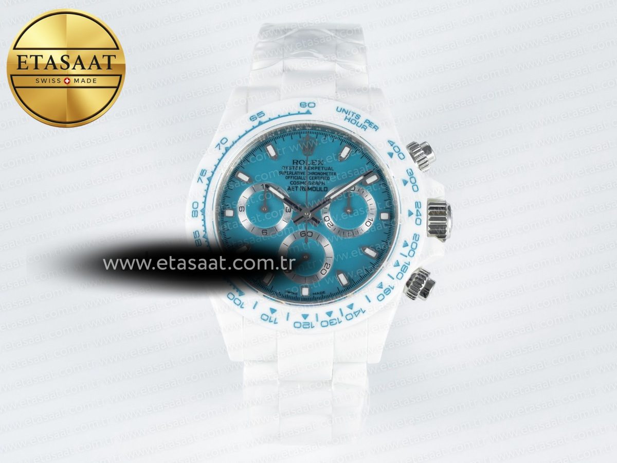 Daytona AET White Ceramic Case and Bracelet Tiffany Blue Dial N6F Best Edition SA4130 - Görsel 3