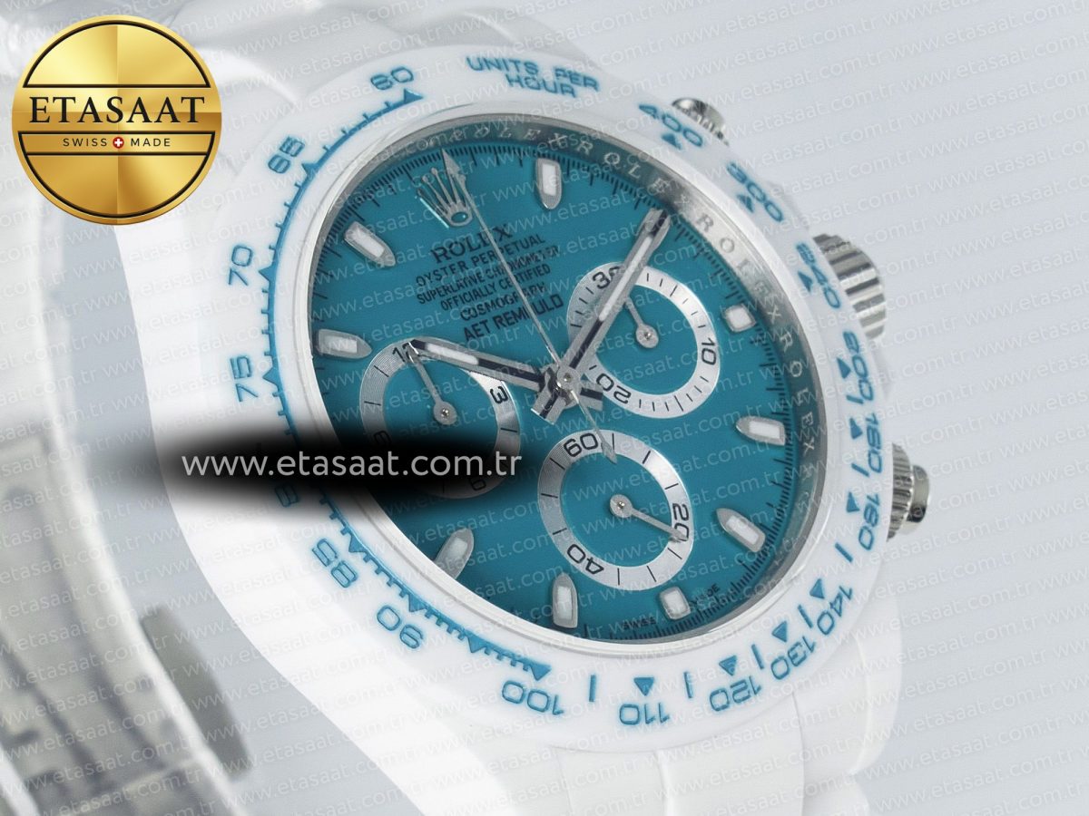Daytona AET White Ceramic Case and Bracelet Tiffany Blue Dial N6F Best Edition SA4130 - Görsel 5