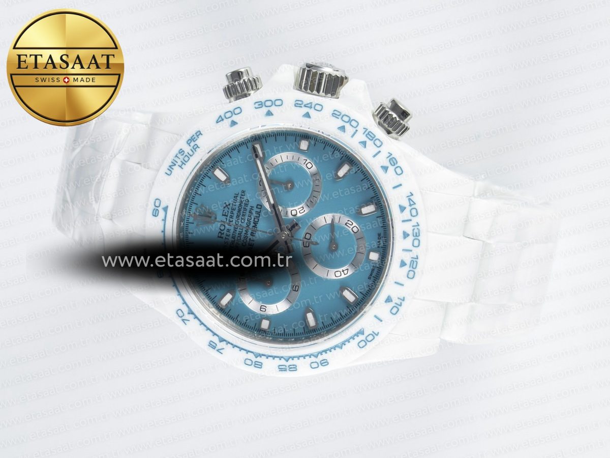 Daytona AET White Ceramic Case and Bracelet Tiffany Blue Dial N6F Best Edition SA4130 - Görsel 9