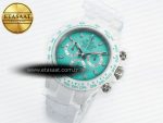 Daytona AET White Solid Ceramic Case and Bracelet Avocado Green Dial ZF 1:1 Best Edition SH4130