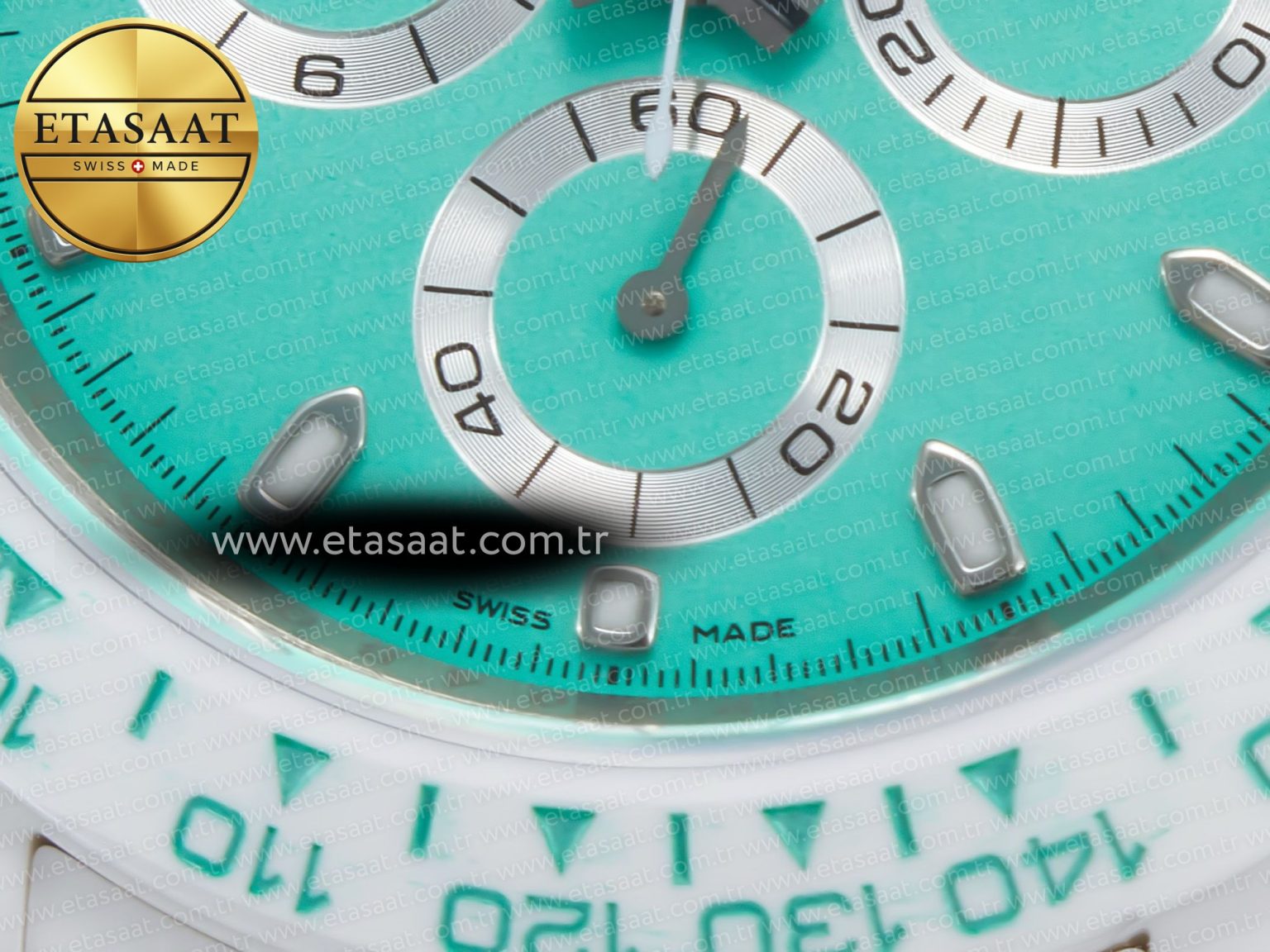 Daytona AET White Solid Ceramic Case and Bracelet Avocado Green Dial ZF 1:1 Best Edition SH4130 - Görsel 12