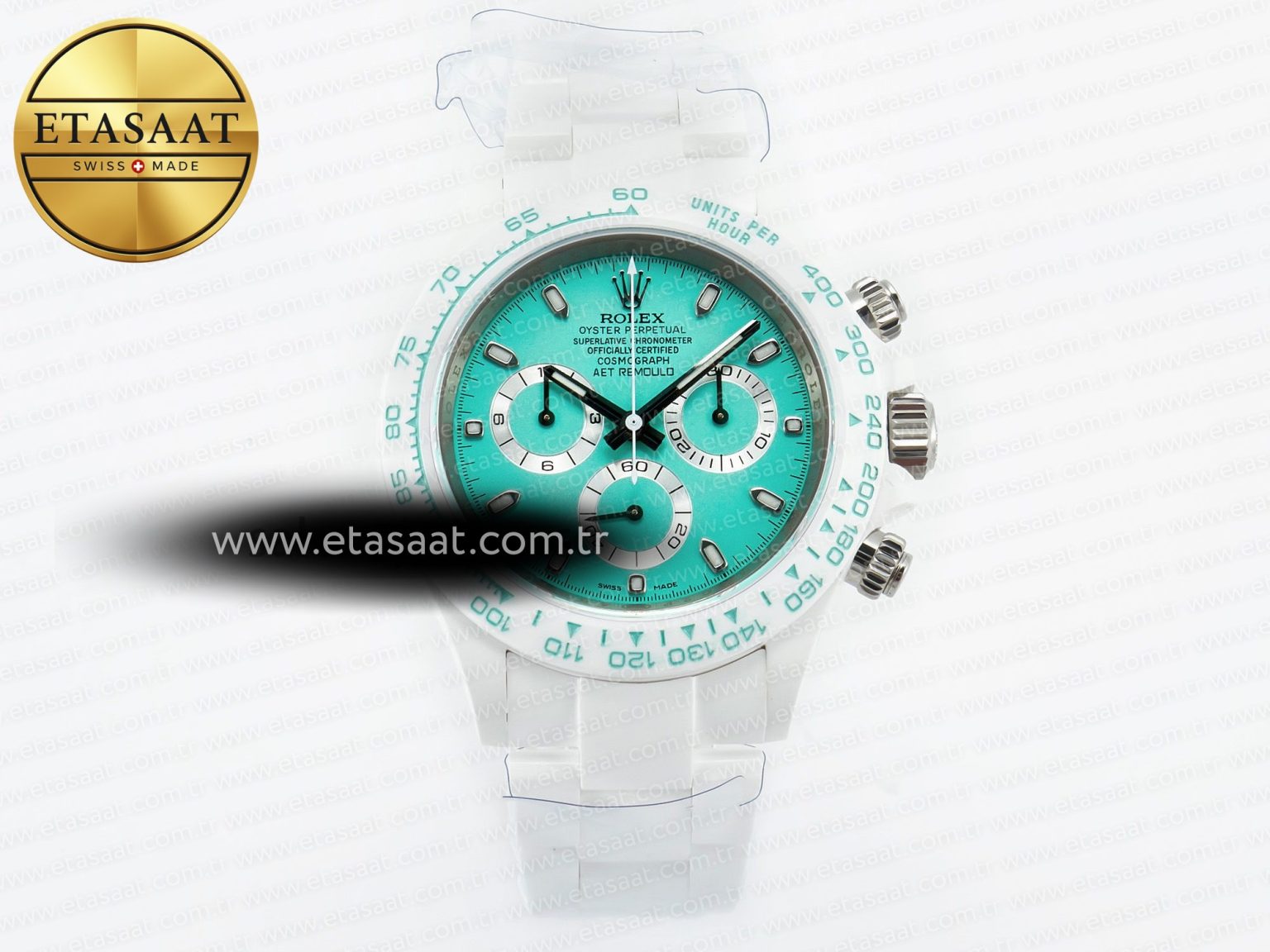 Daytona AET White Solid Ceramic Case and Bracelet Avocado Green Dial ZF 1:1 Best Edition SH4130 - Görsel 3