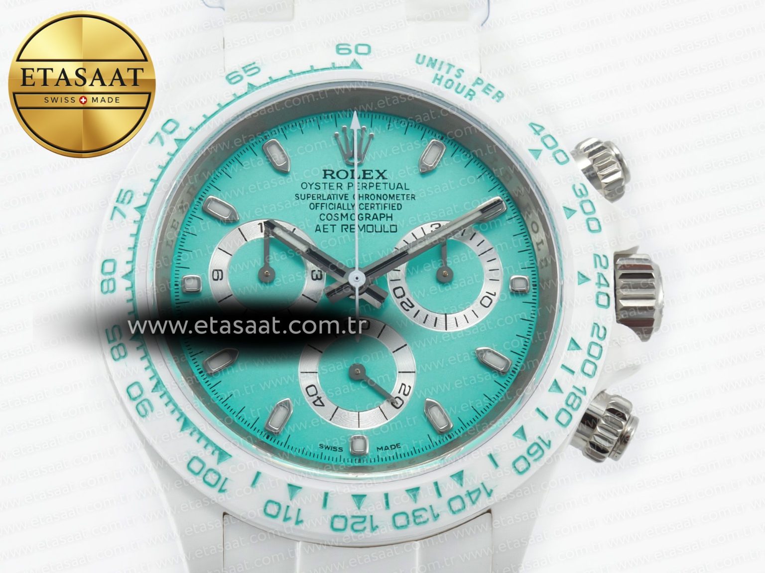 Daytona AET White Solid Ceramic Case and Bracelet Avocado Green Dial ZF 1:1 Best Edition SH4130 - Görsel 4