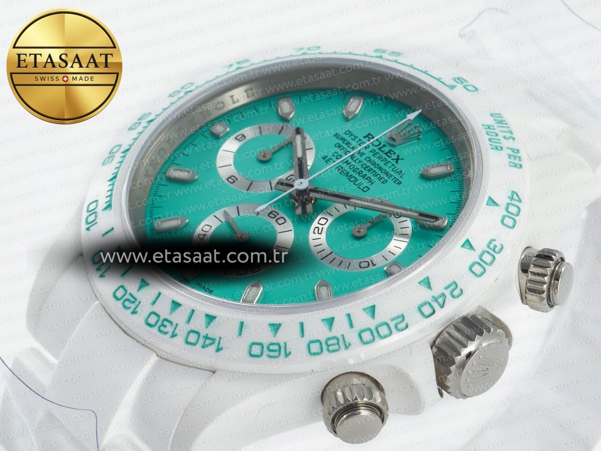 Daytona AET White Solid Ceramic Case and Bracelet Avocado Green Dial ZF 1:1 Best Edition SH4130 - Görsel 6
