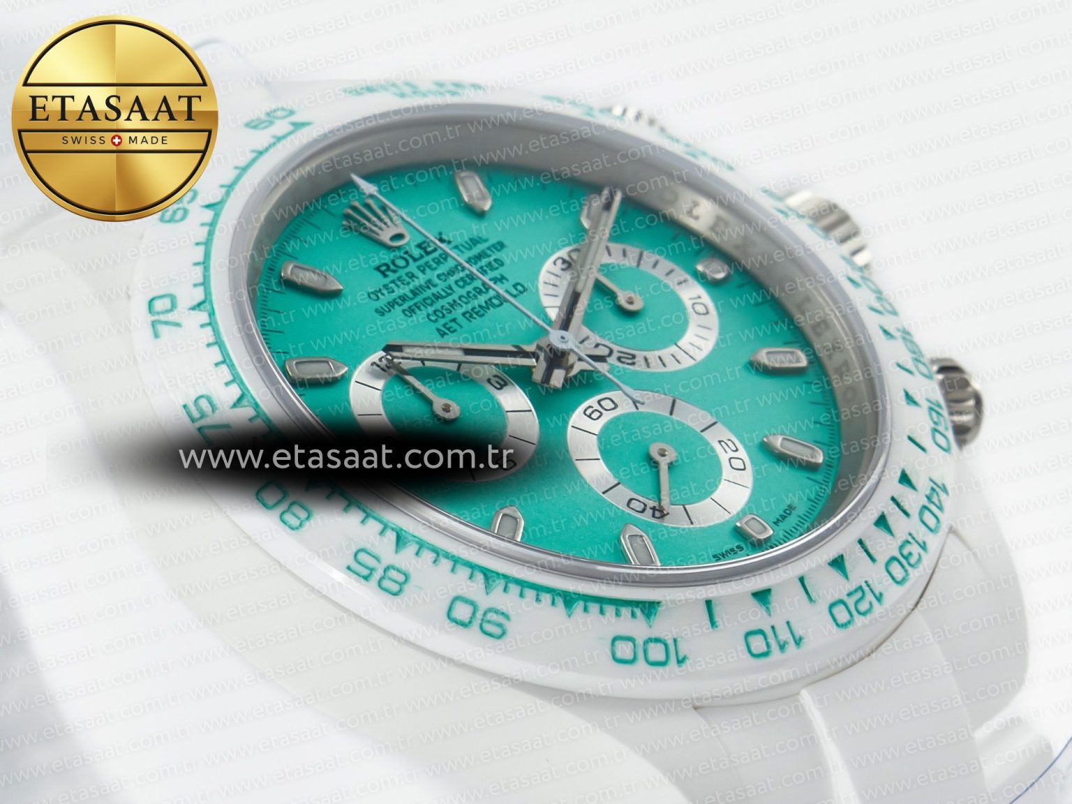 Daytona AET White Solid Ceramic Case and Bracelet Avocado Green Dial ZF 1:1 Best Edition SH4130 - Görsel 7