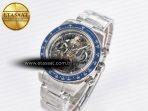 Daytona Artisans Skeleton SS ADGF Best Edition Blue Ceramic Bezel Skeleton Dial on SS Oyster Bracelet SA4130