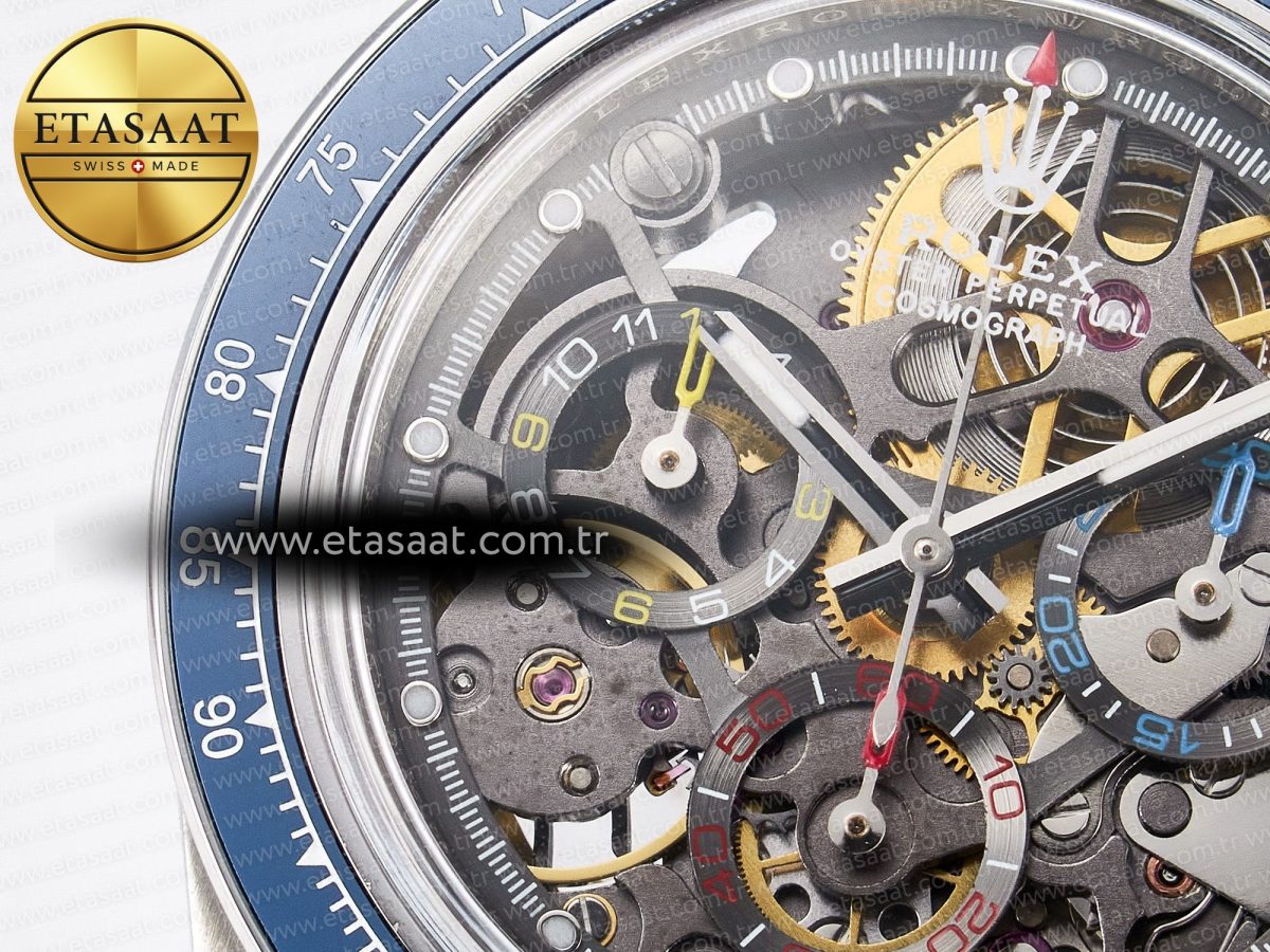 Daytona Artisans Skeleton SS ADGF Best Edition Blue Ceramic Bezel Skeleton Dial on SS Oyster Bracelet SA4130 - Görsel 10