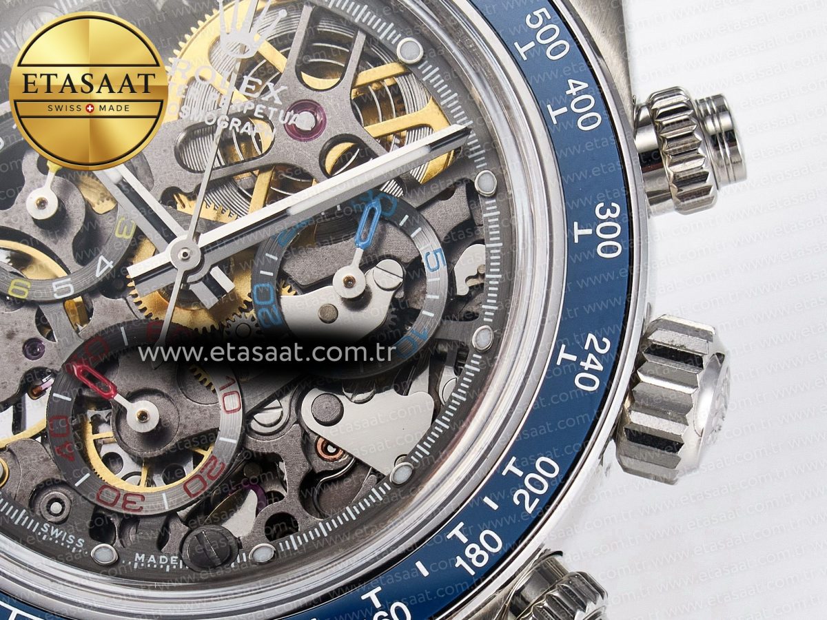 Daytona Artisans Skeleton SS ADGF Best Edition Blue Ceramic Bezel Skeleton Dial on SS Oyster Bracelet SA4130 - Görsel 12