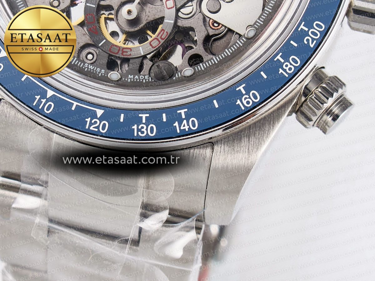 Daytona Artisans Skeleton SS ADGF Best Edition Blue Ceramic Bezel Skeleton Dial on SS Oyster Bracelet SA4130 - Görsel 14