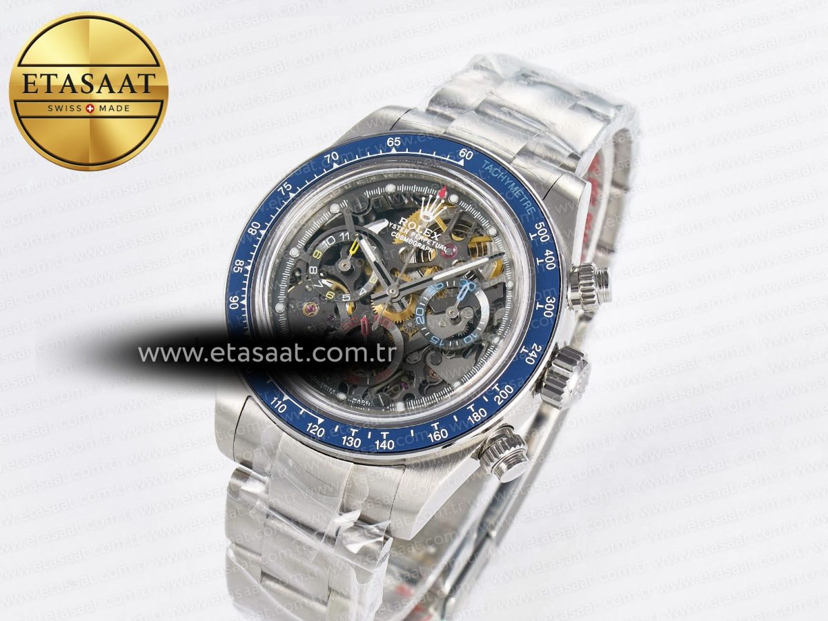 Daytona Artisans Skeleton SS ADGF Best Edition Blue Ceramic Bezel Skeleton Dial on SS Oyster Bracelet SA4130 - Görsel 2