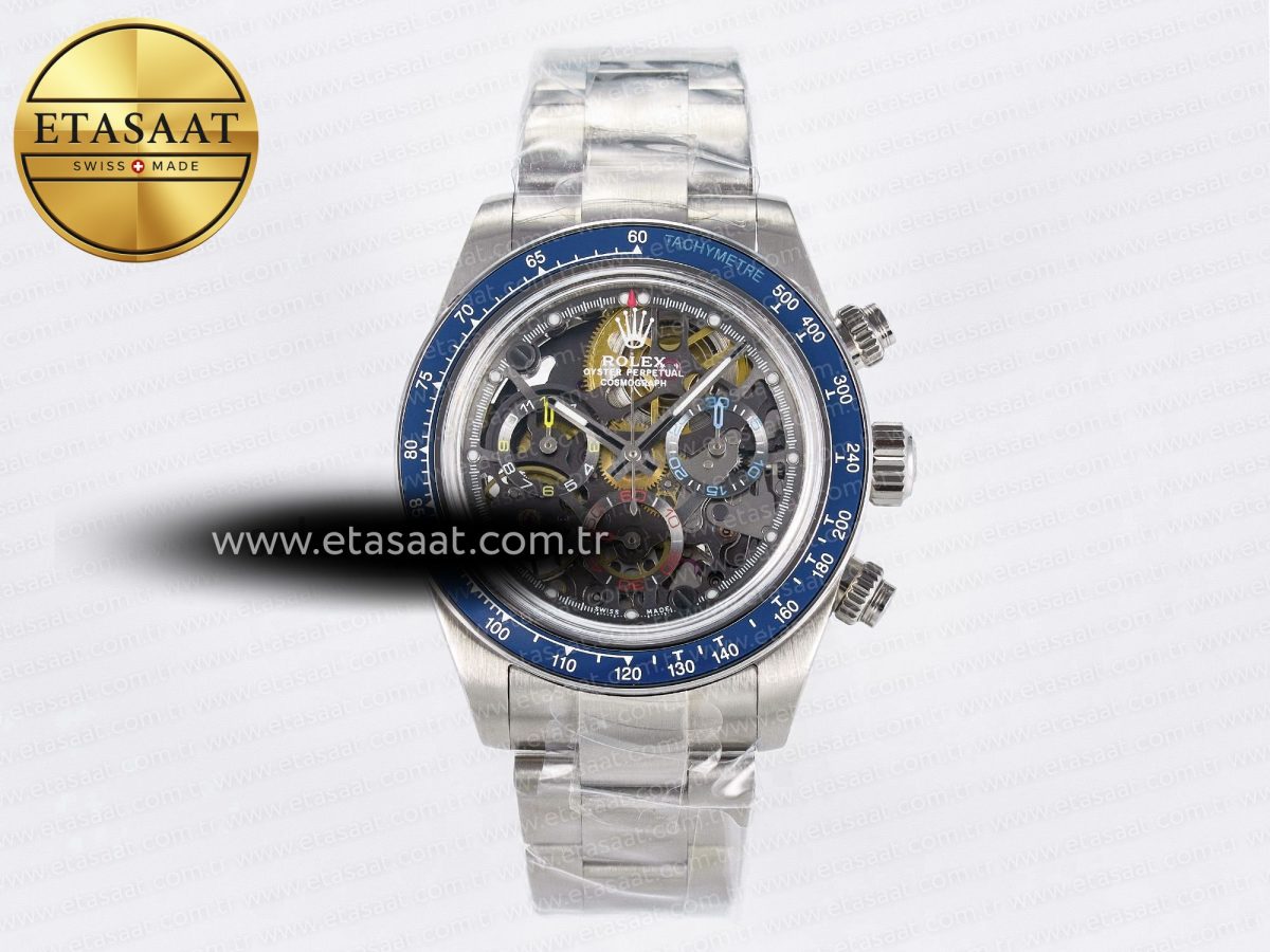 Daytona Artisans Skeleton SS ADGF Best Edition Blue Ceramic Bezel Skeleton Dial on SS Oyster Bracelet SA4130 - Görsel 3