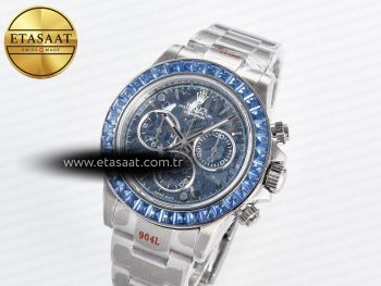 Daytona Artisans SS GETF Best Edition Blue Skeleton Dial Diamonds Bezel on SS Bracelet DD4802