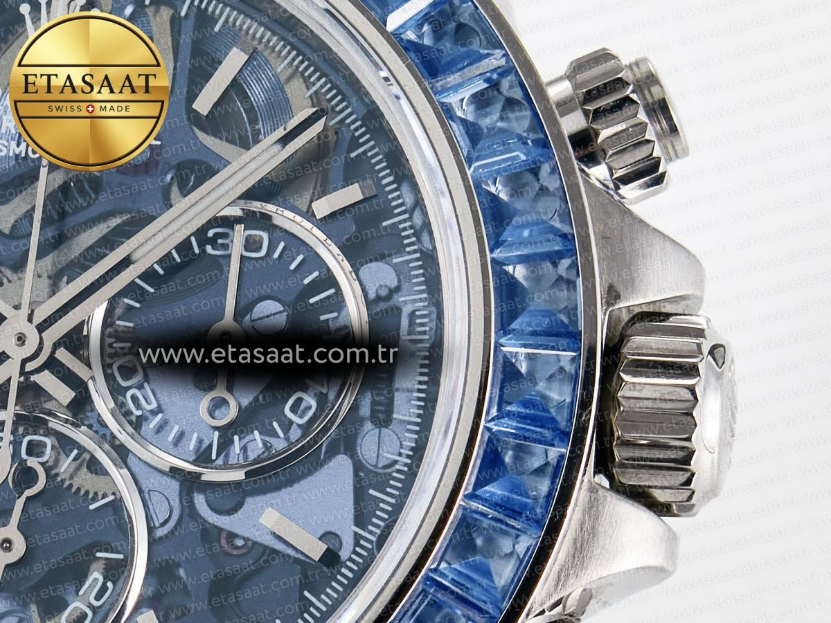 Daytona Artisans SS GETF Best Edition Blue Skeleton Dial Diamonds Bezel on SS Bracelet DD4802 - Görsel 11