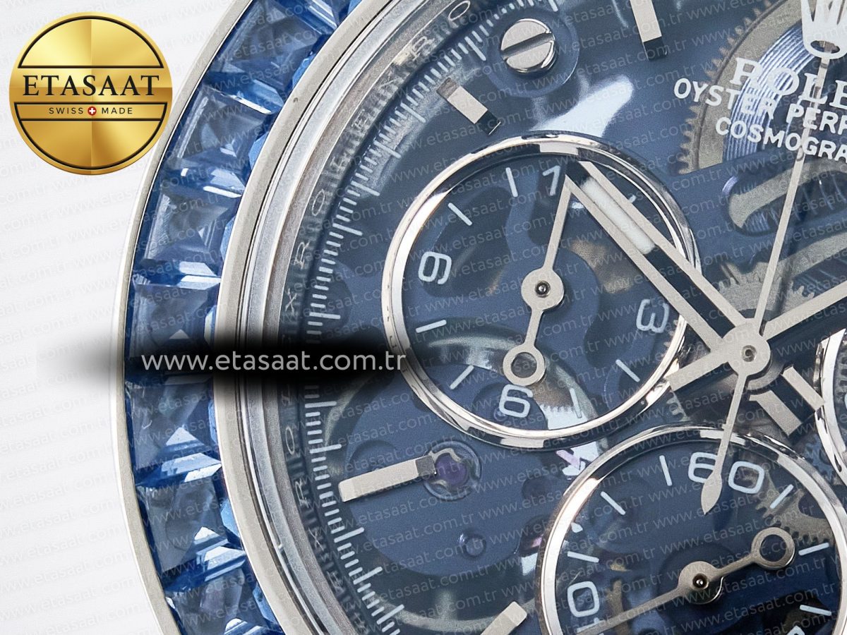 Daytona Artisans SS GETF Best Edition Blue Skeleton Dial Diamonds Bezel on SS Bracelet DD4802 - Görsel 13