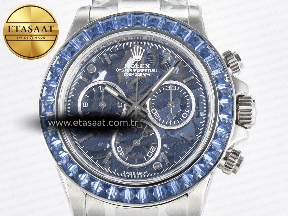 Daytona Artisans SS GETF Best Edition Blue Skeleton Dial Diamonds Bezel on SS Bracelet DD4802 - Görsel 4