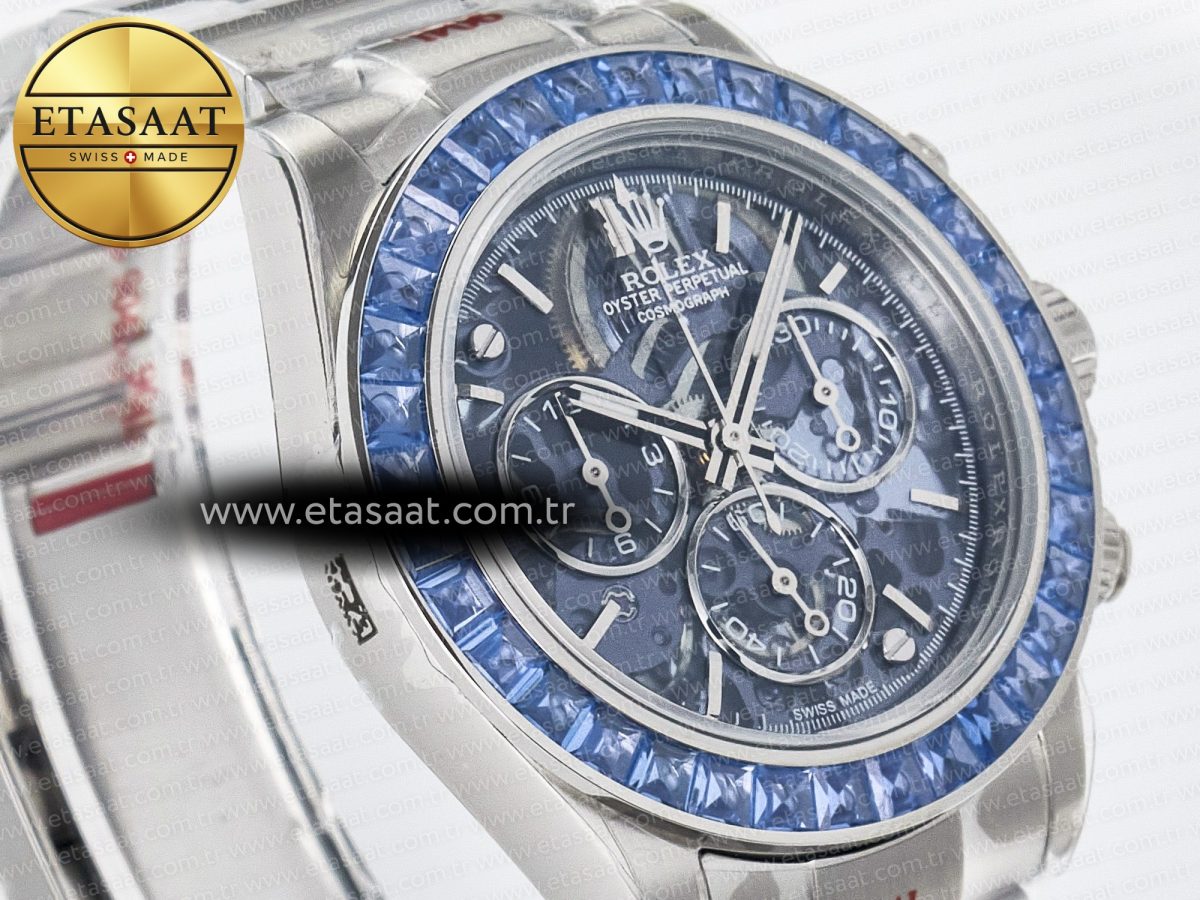 Daytona Artisans SS GETF Best Edition Blue Skeleton Dial Diamonds Bezel on SS Bracelet DD4802 - Görsel 5