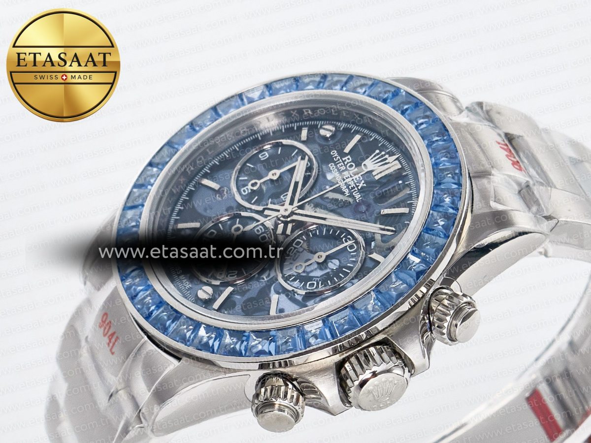 Daytona Artisans SS GETF Best Edition Blue Skeleton Dial Diamonds Bezel on SS Bracelet DD4802 - Görsel 6
