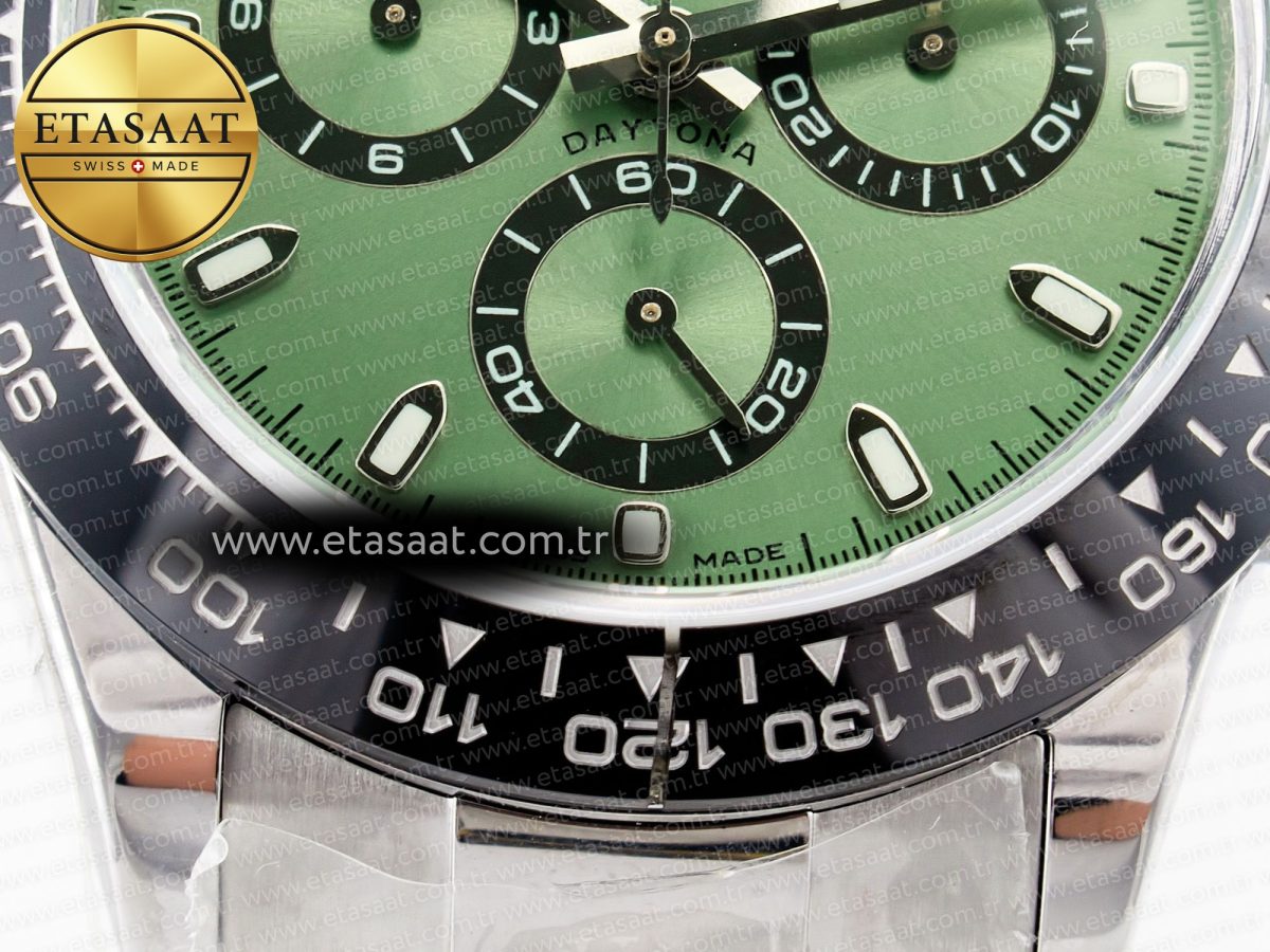 Daytona Black Ceramic Bezel Noob Best Edition Green Dial on SS Oyster Bracelet SA4130 - Görsel 11