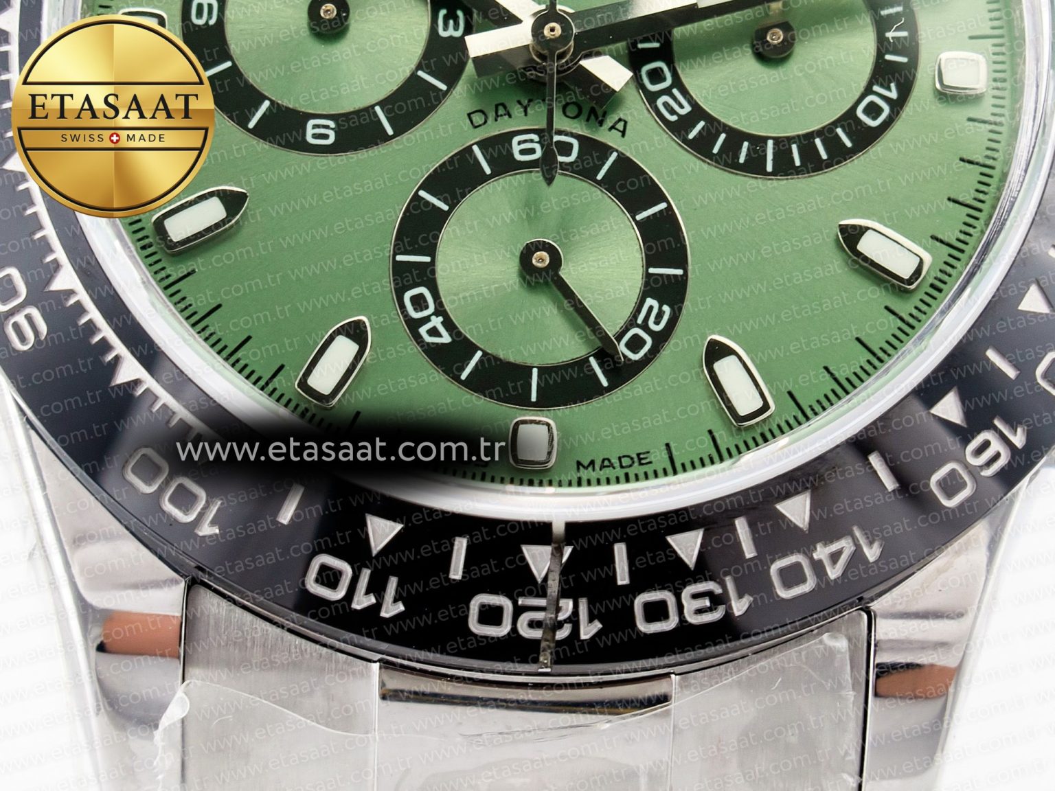 Daytona Black Ceramic Bezel Noob Best Edition Green Dial on SS Oyster Bracelet SA4130 - Görsel 11