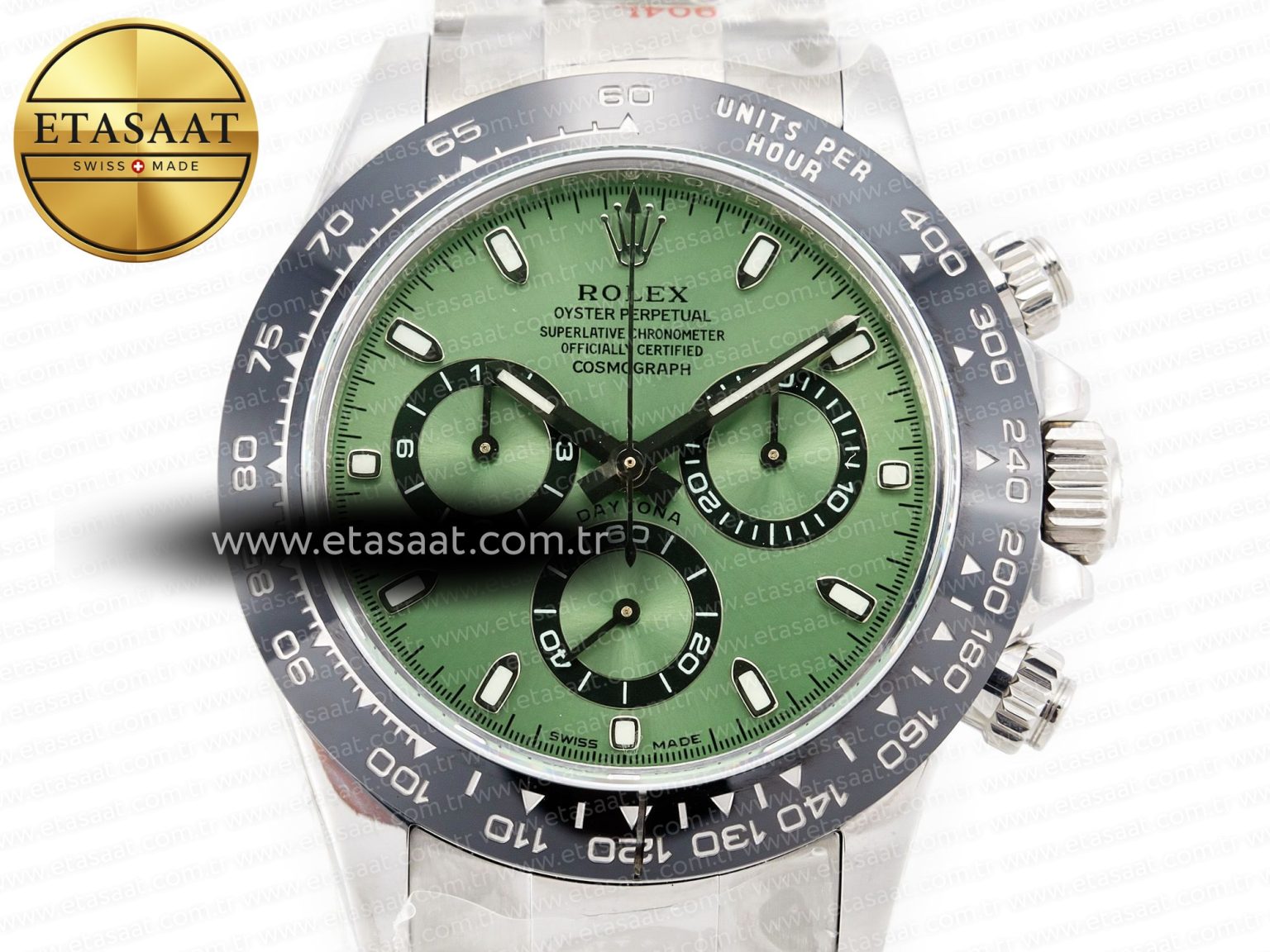 Daytona Black Ceramic Bezel Noob Best Edition Green Dial on SS Oyster Bracelet SA4130 - Görsel 4