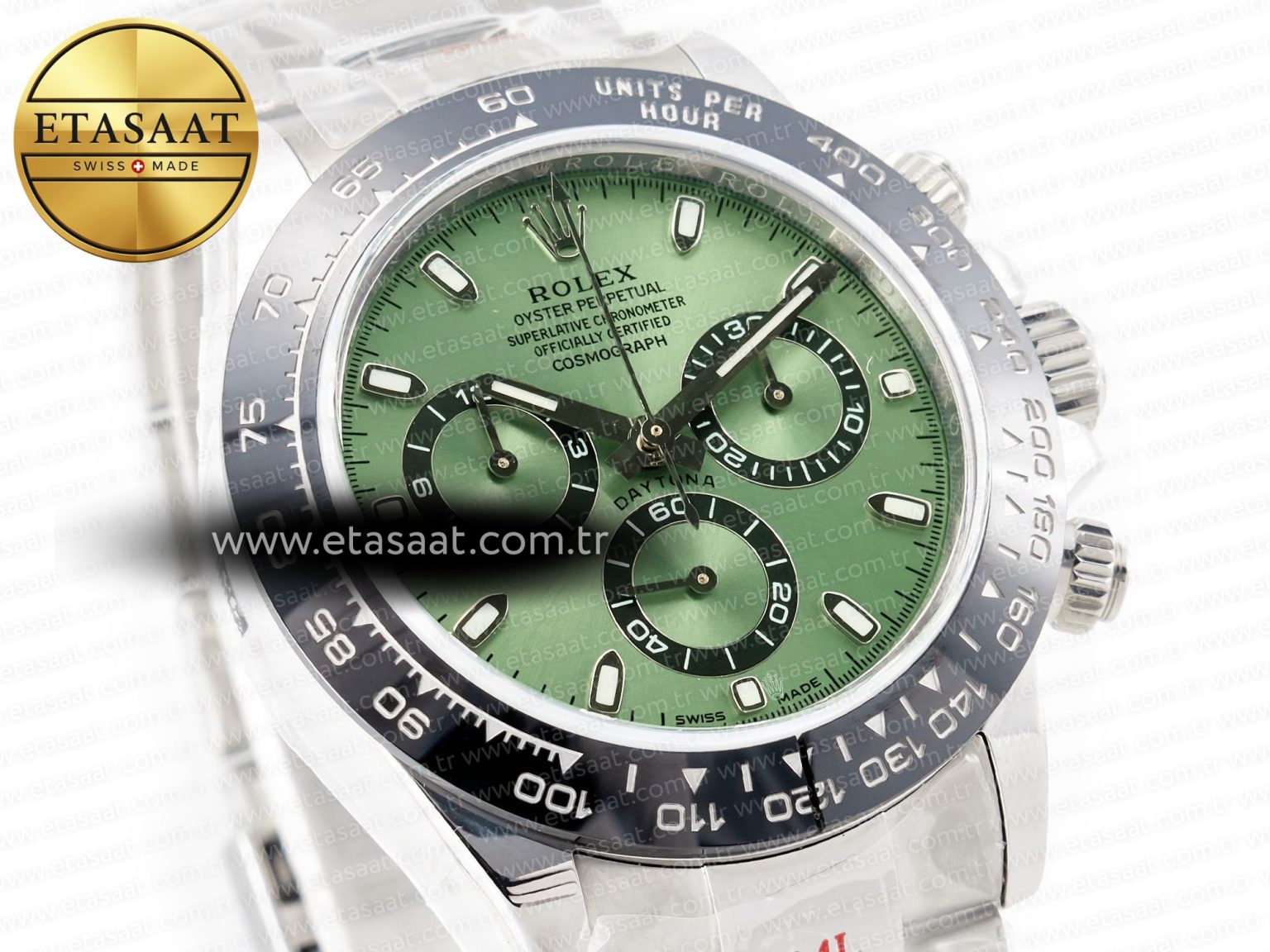 Daytona Black Ceramic Bezel Noob Best Edition Green Dial on SS Oyster Bracelet SA4130 - Görsel 5