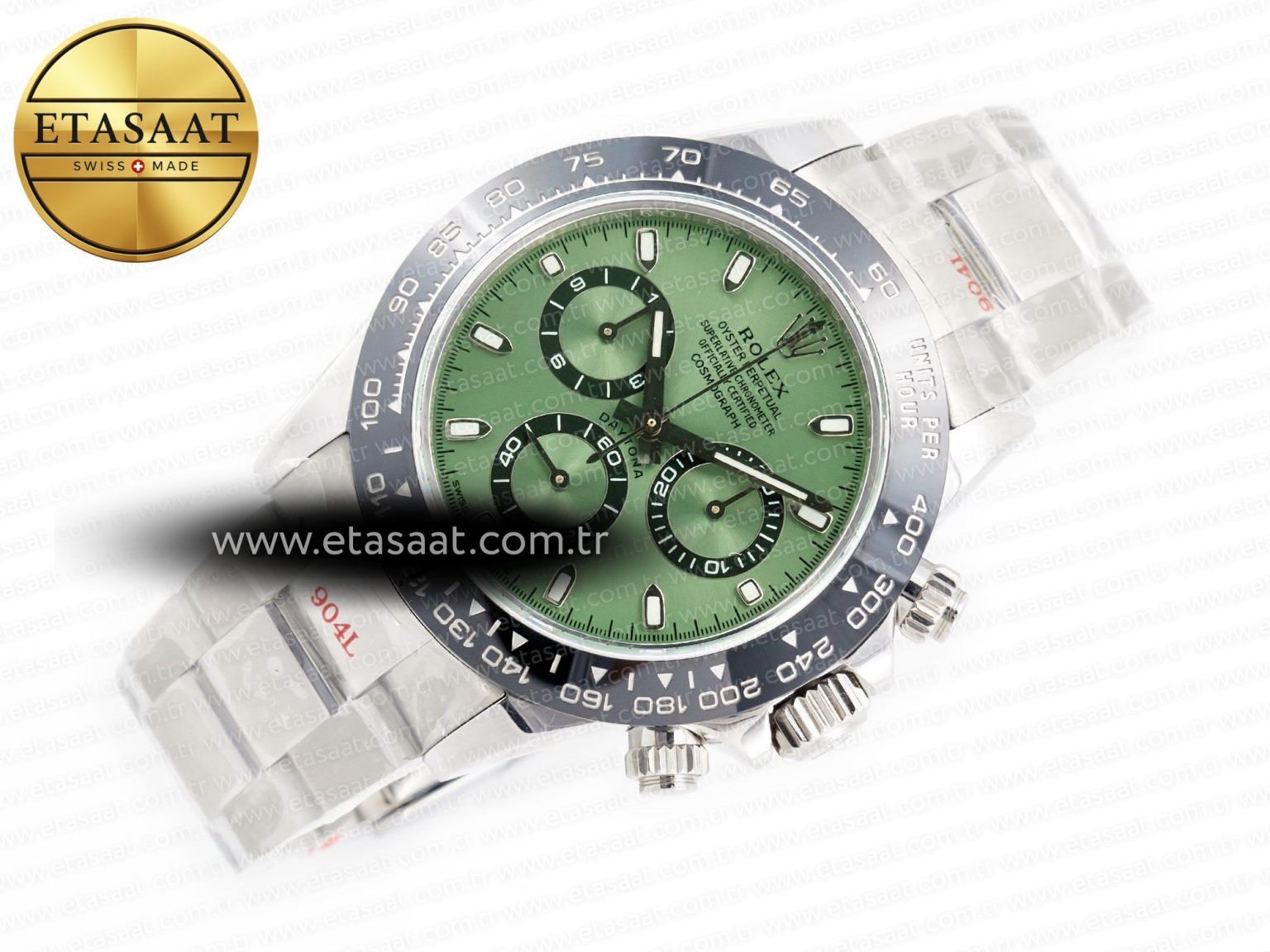 Daytona Black Ceramic Bezel Noob Best Edition Green Dial on SS Oyster Bracelet SA4130 - Görsel 8