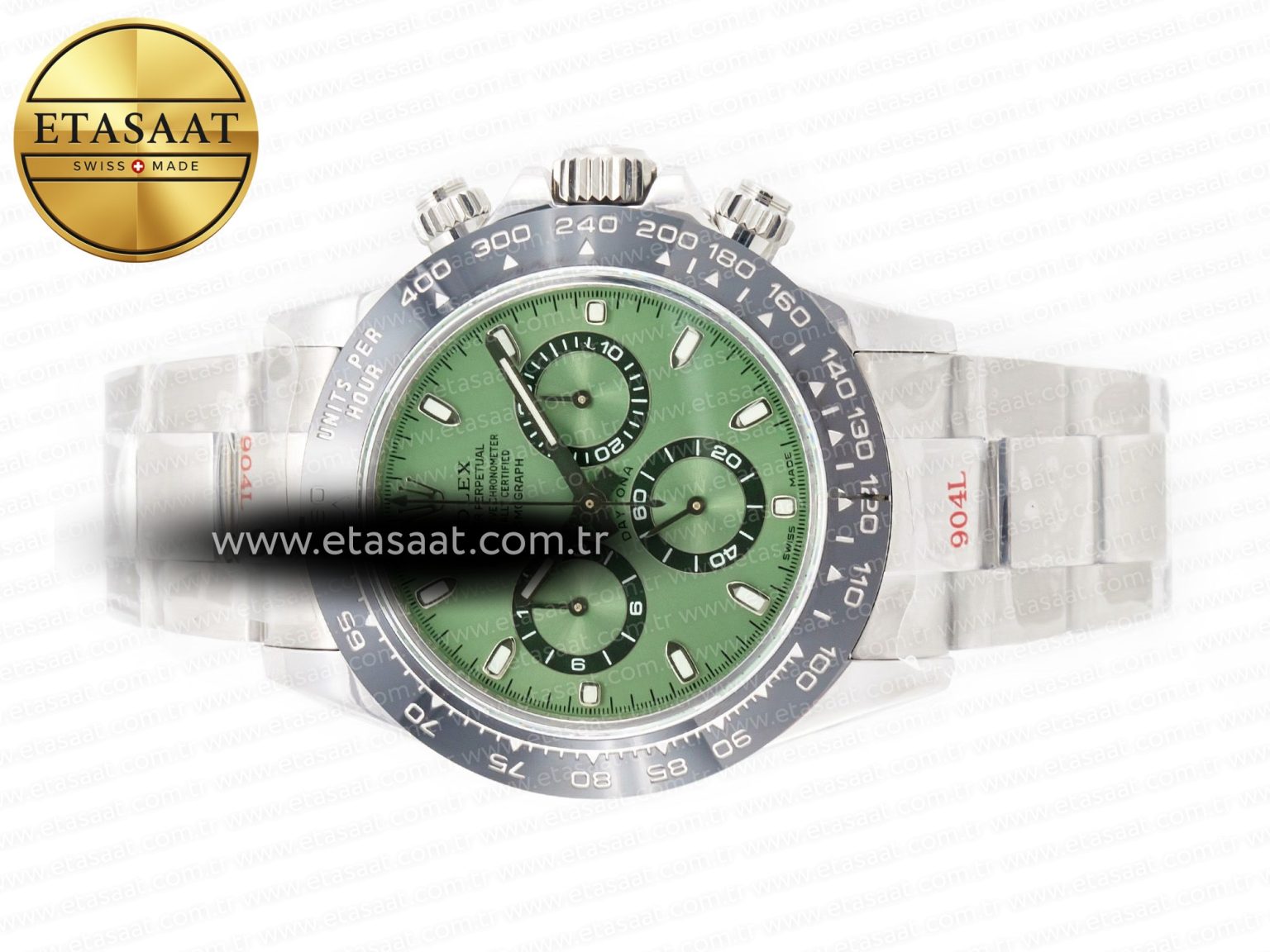 Daytona Black Ceramic Bezel Noob Best Edition Green Dial on SS Oyster Bracelet SA4130 - Görsel 9