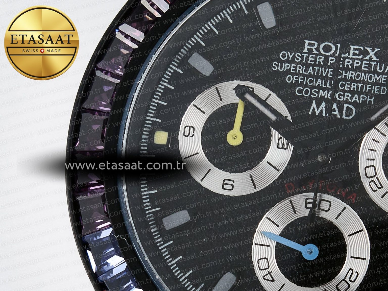 Daytona BLAKEN 1:1 Best Edition Matte Black Dial Rainbow Bezel on Ceramic Bracelet SA7750 - Görsel 13