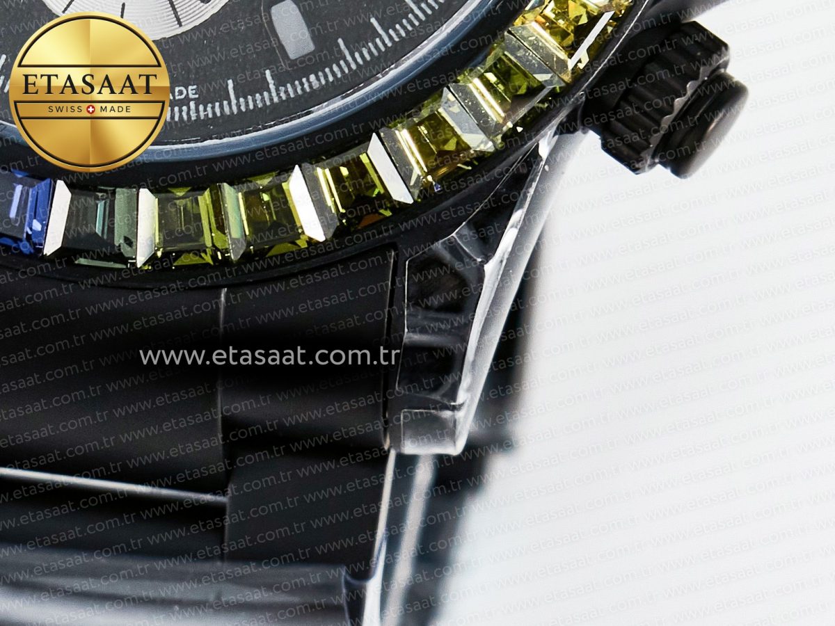 Daytona BLAKEN 1:1 Best Edition Matte Black Dial Rainbow Bezel on Ceramic Bracelet SA7750 - Görsel 14
