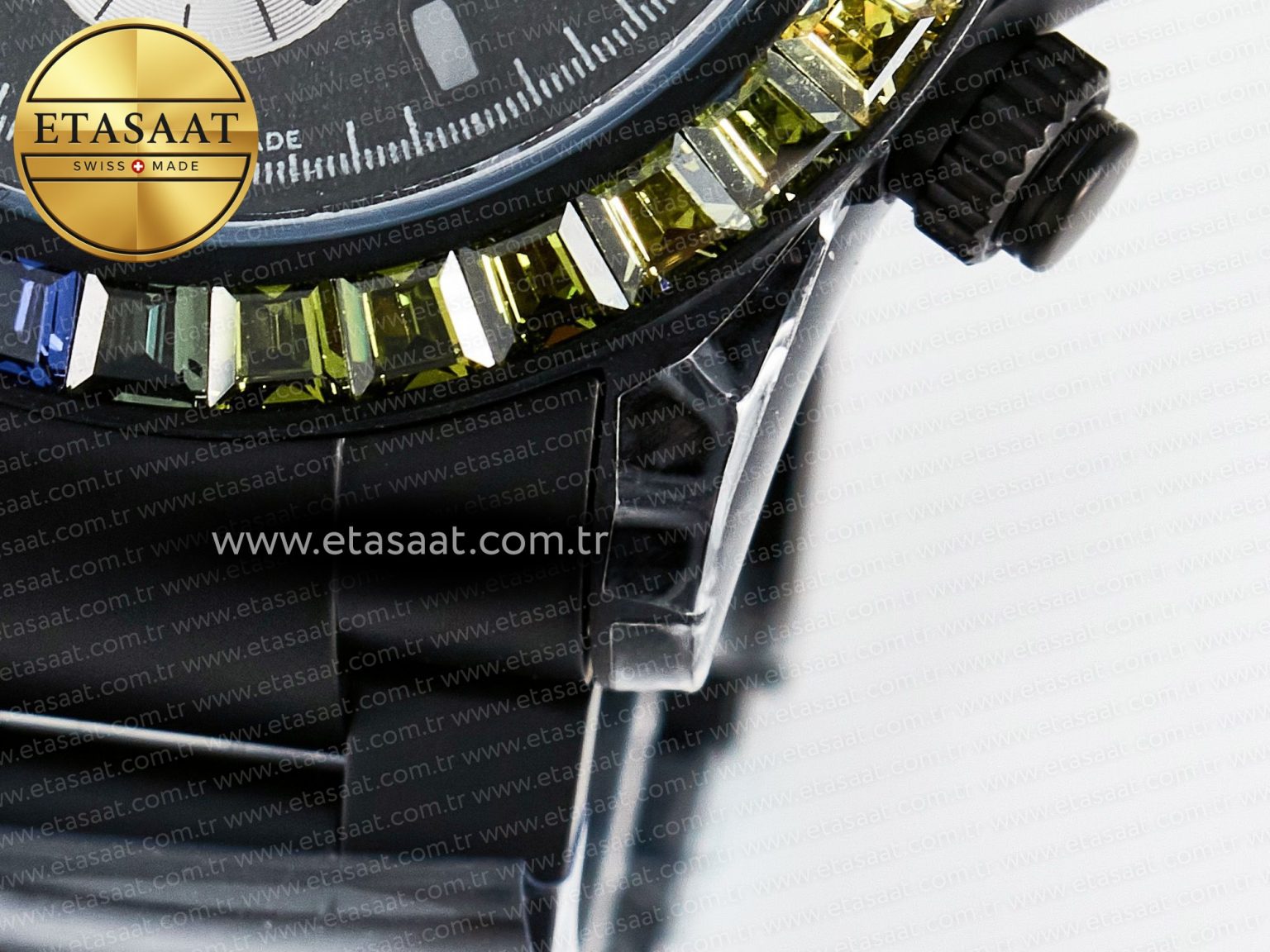 Daytona BLAKEN 1:1 Best Edition Matte Black Dial Rainbow Bezel on Ceramic Bracelet SA7750 - Görsel 14