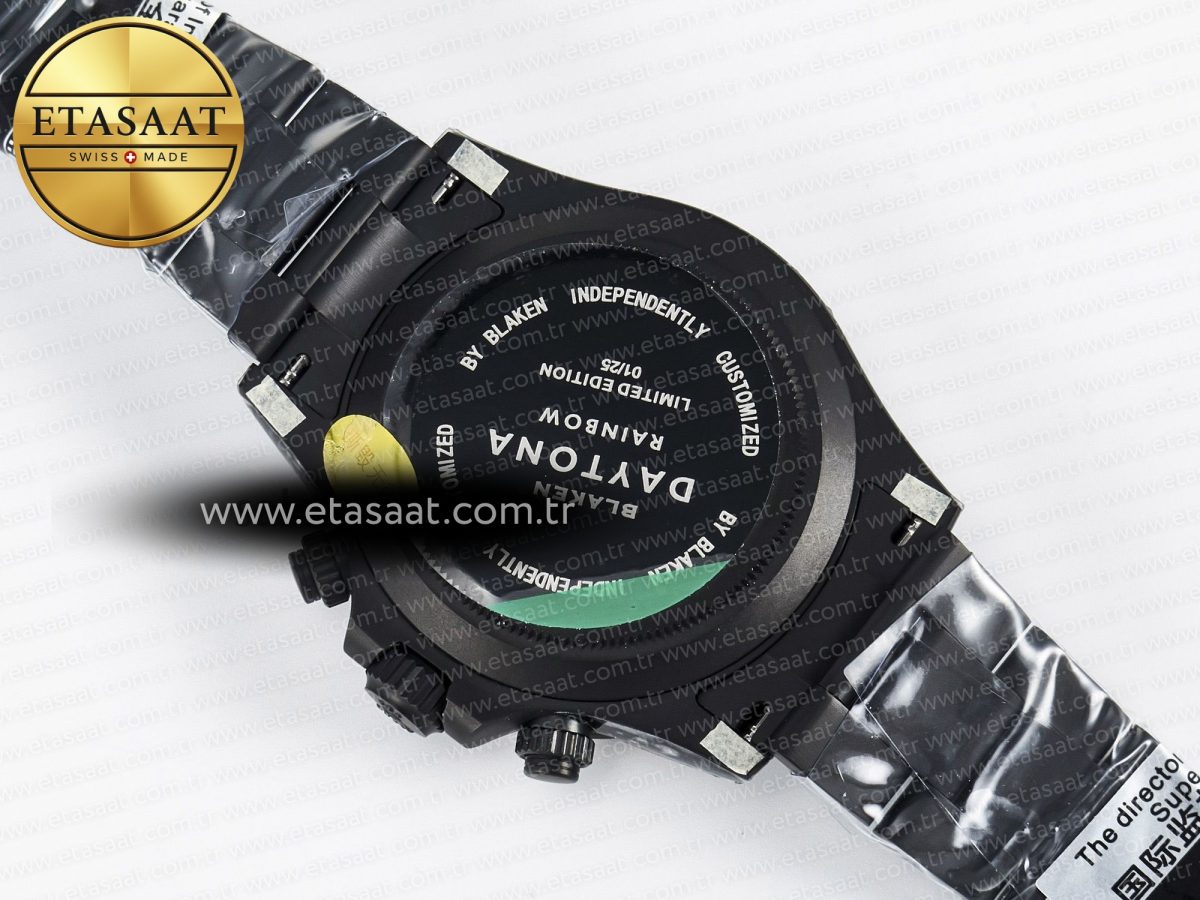 Daytona BLAKEN 1:1 Best Edition Matte Black Dial Rainbow Bezel on Ceramic Bracelet SA7750 - Görsel 18