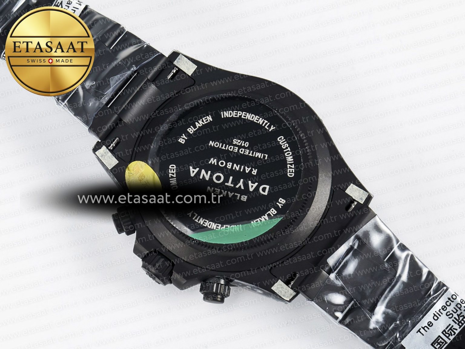 Daytona BLAKEN 1:1 Best Edition Matte Black Dial Rainbow Bezel on Ceramic Bracelet SA7750 - Görsel 18