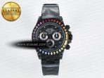 Daytona BLAKEN 1:1 Best Edition Matte Black Dial Rainbow Bezel on Ceramic Bracelet SA7750 - Görsel 3