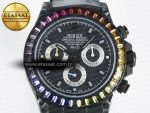 Daytona BLAKEN 1:1 Best Edition Matte Black Dial Rainbow Bezel on Ceramic Bracelet SA7750 - Görsel 4