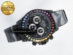 Daytona BLAKEN 1:1 Best Edition Matte Black Dial Rainbow Bezel on Ceramic Bracelet SA7750 - Görsel 8