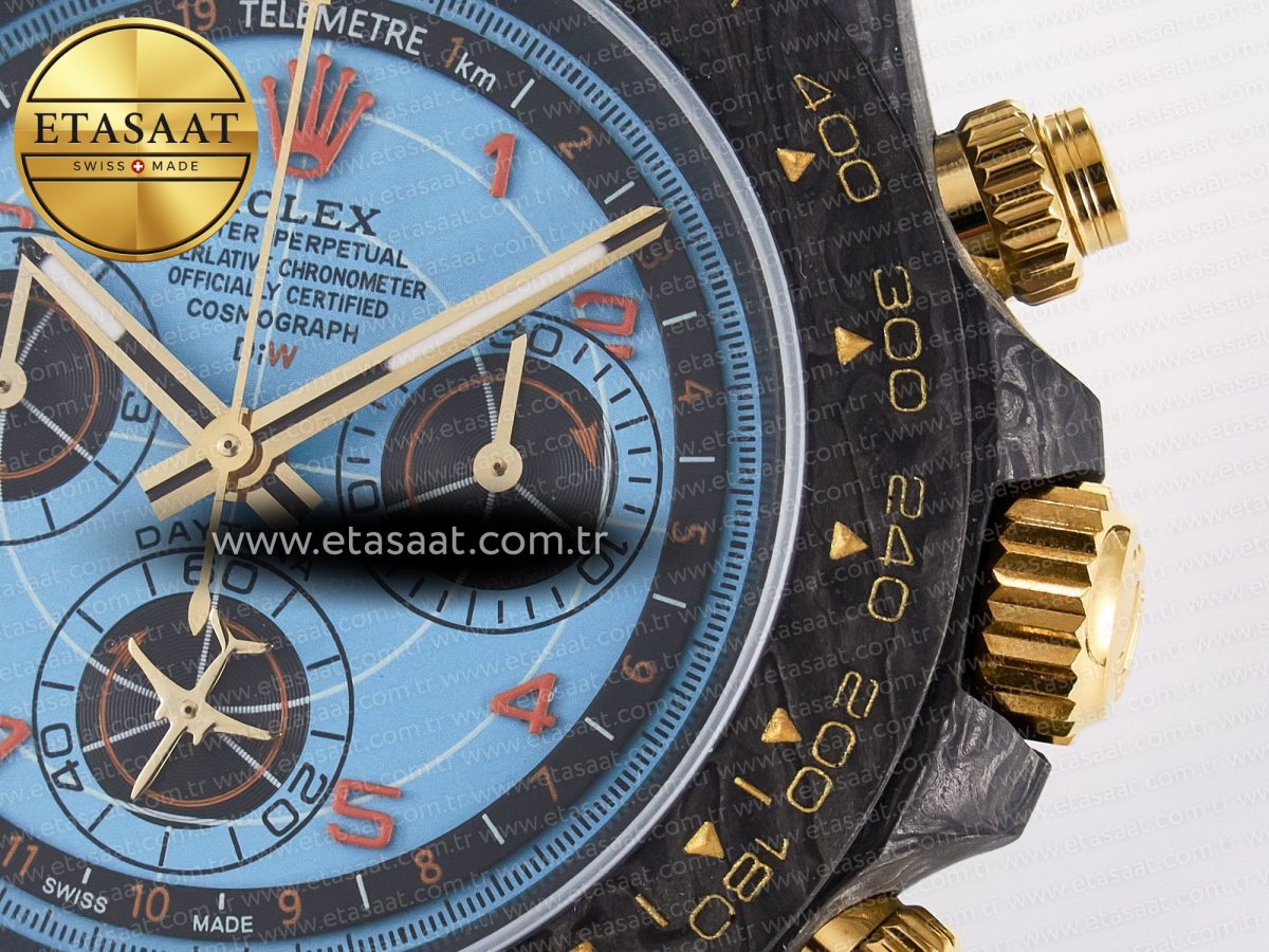Daytona DIW “AVIA AZURE BLUE” Carbon DIWF 1:1 Best Edition Blue Dial on Orange Nylon Strap SH4130 - Görsel 12