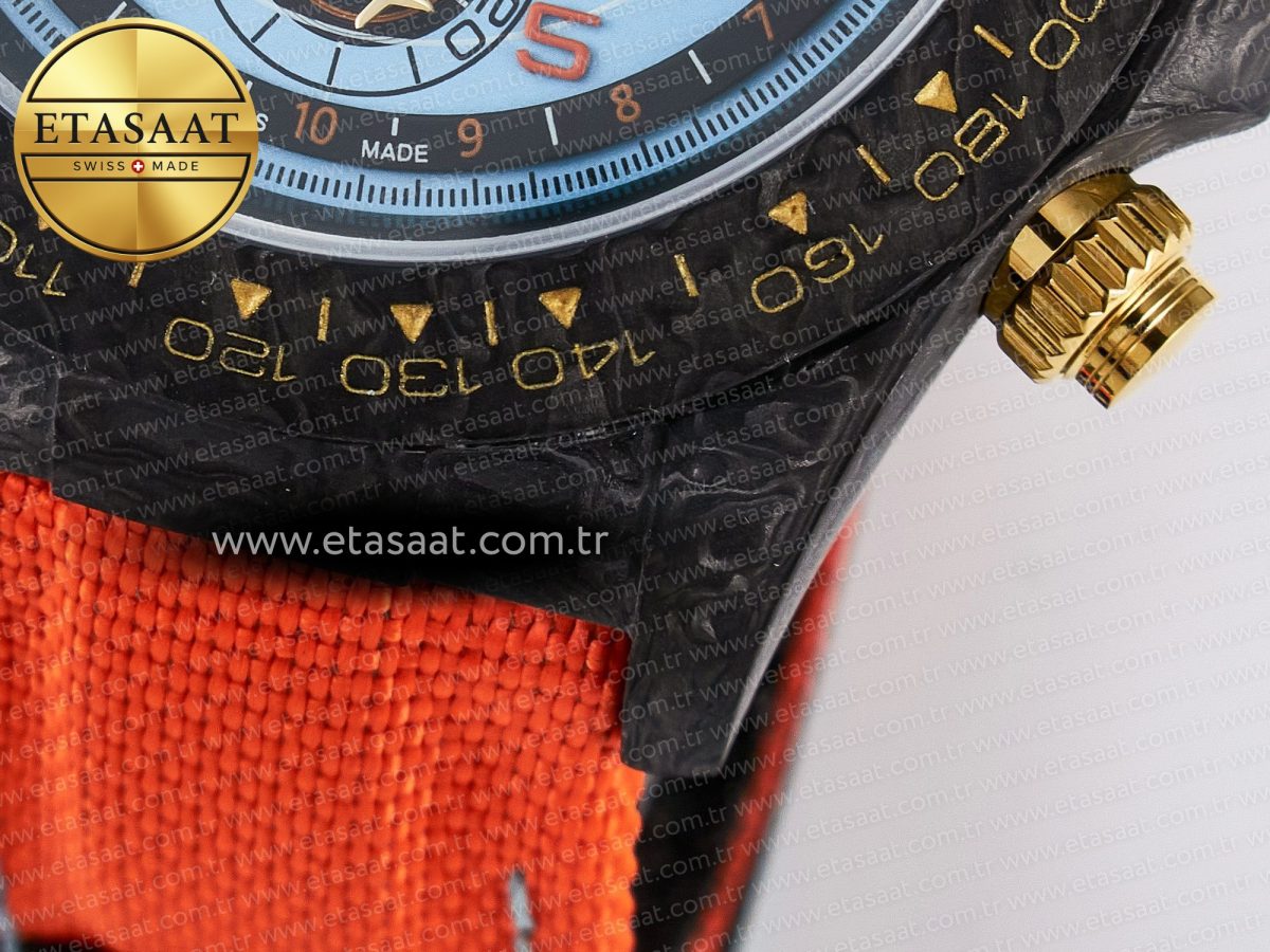 Daytona DIW “AVIA AZURE BLUE” Carbon DIWF 1:1 Best Edition Blue Dial on Orange Nylon Strap SH4130 - Görsel 14