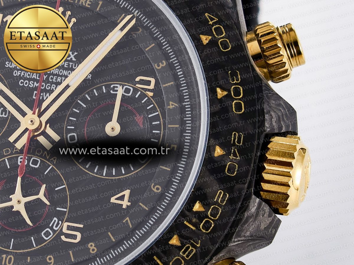 Daytona DIW “AVIA BLACK” Carbon DIWF 1:1 Best Edition Black/Red Dial on Black/Yellow Nylon Strap SH4130 - Görsel 12