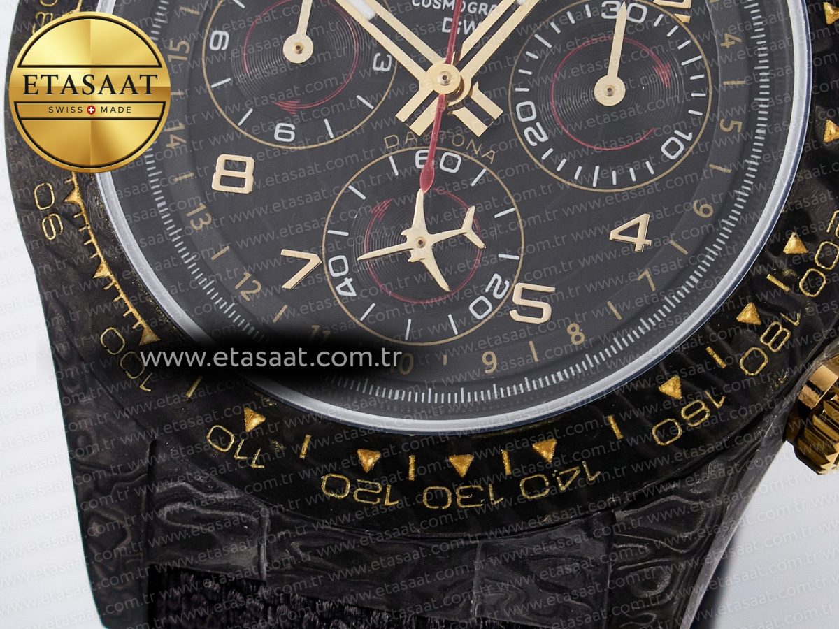 Daytona DIW “AVIA BLACK” Carbon DIWF 1:1 Best Edition Black/Red Dial on Black/Yellow Nylon Strap SH4130 - Görsel 13