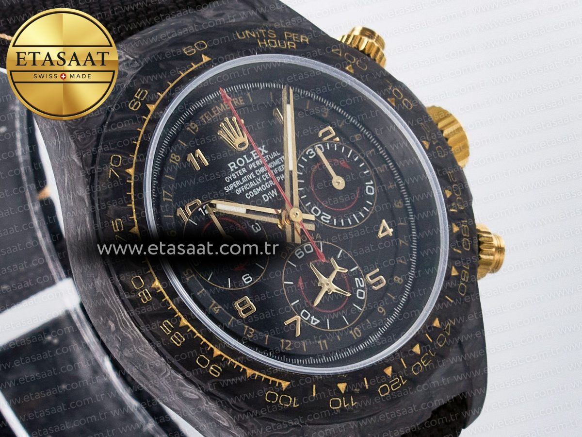 Daytona DIW “AVIA BLACK” Carbon DIWF 1:1 Best Edition Black/Red Dial on Black/Yellow Nylon Strap SH4130 - Görsel 5