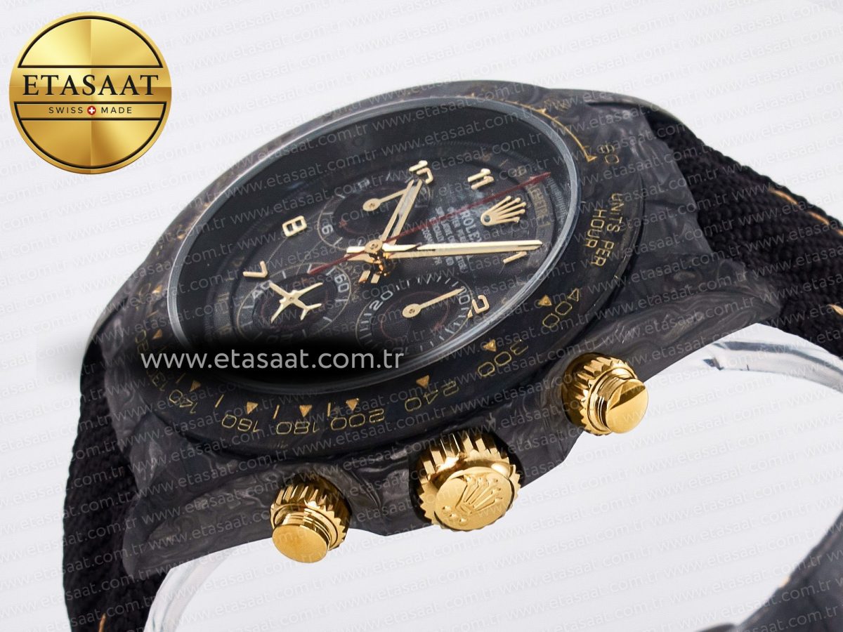 Daytona DIW “AVIA BLACK” Carbon DIWF 1:1 Best Edition Black/Red Dial on Black/Yellow Nylon Strap SH4130 - Görsel 6