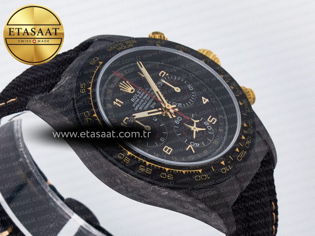 Daytona DIW “AVIA BLACK” Carbon DIWF 1:1 Best Edition Black/Red Dial on Black/Yellow Nylon Strap SH4130 - Görsel 7