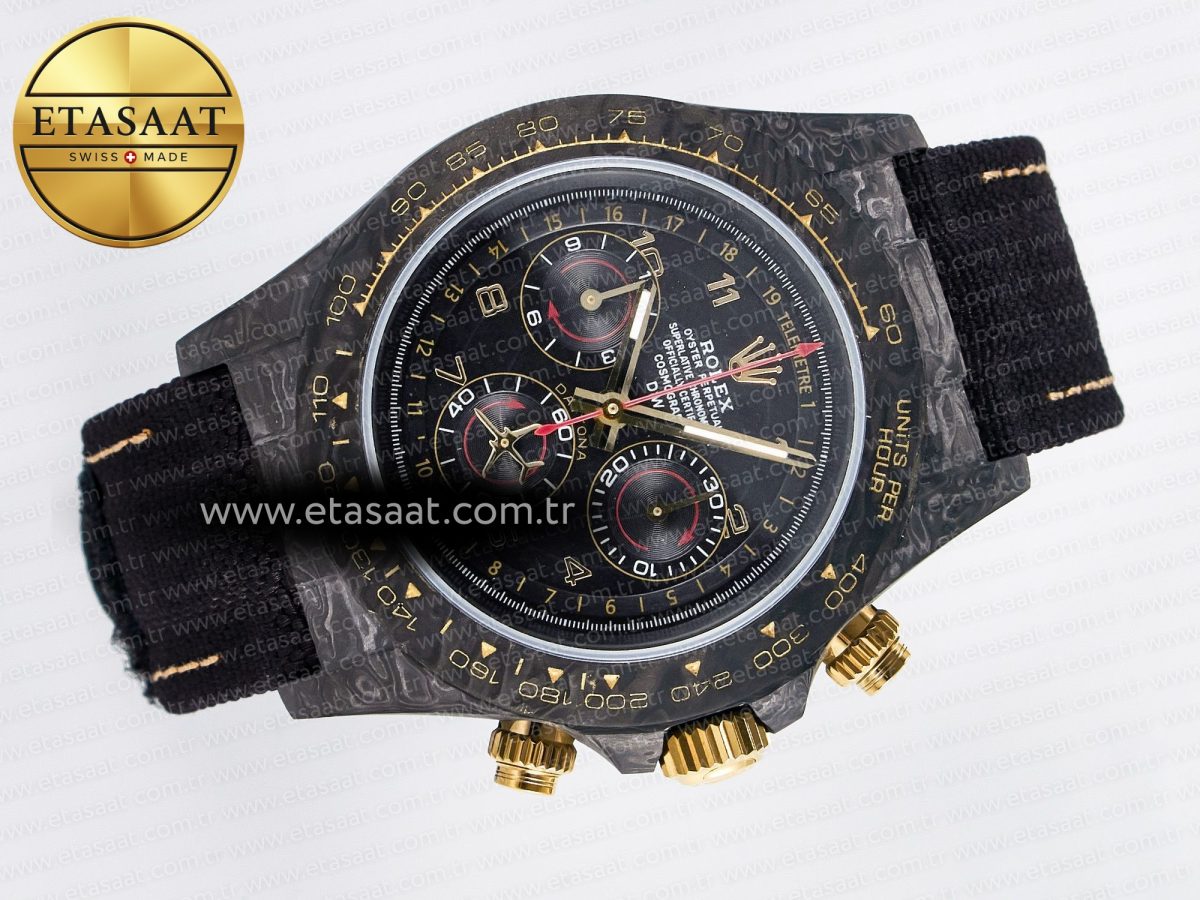 Daytona DIW “AVIA BLACK” Carbon DIWF 1:1 Best Edition Black/Red Dial on Black/Yellow Nylon Strap SH4130 - Görsel 8