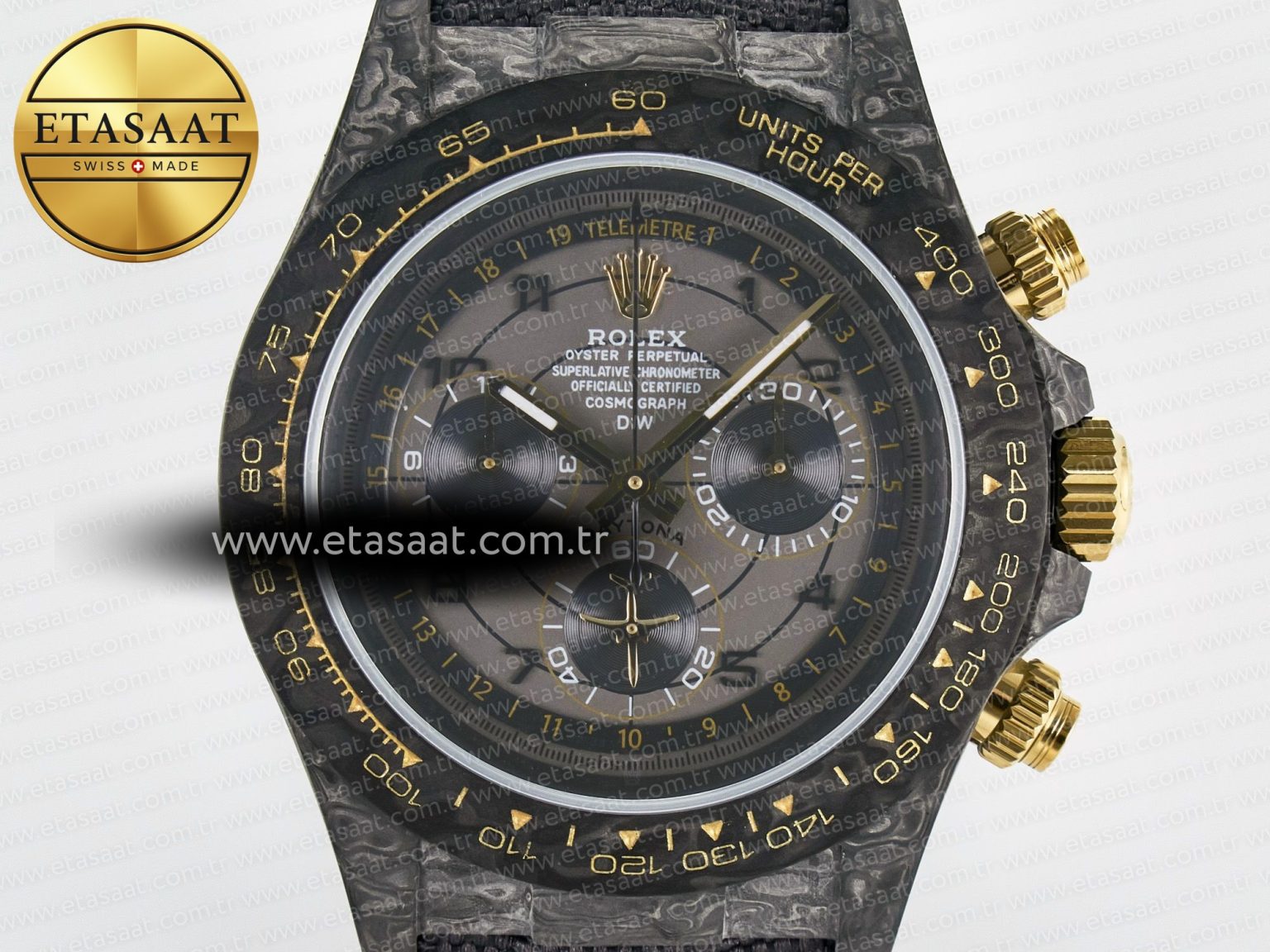 Daytona DIW “AVIA GREY” Carbon DIWF 1:1 Best Edition Gray/Yellow Dial on Black Nylon Strap SH4130 - Görsel 4