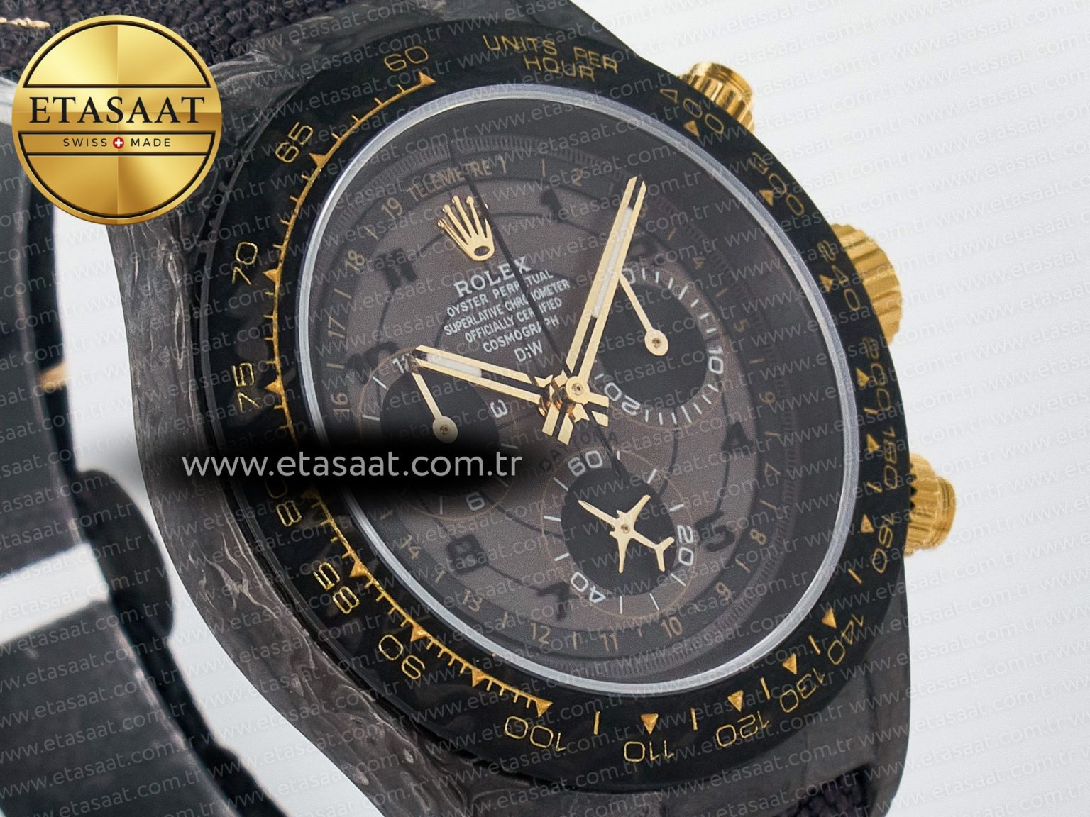 Daytona DIW “AVIA GREY” Carbon DIWF 1:1 Best Edition Gray/Yellow Dial on Black Nylon Strap SH4130 - Görsel 5