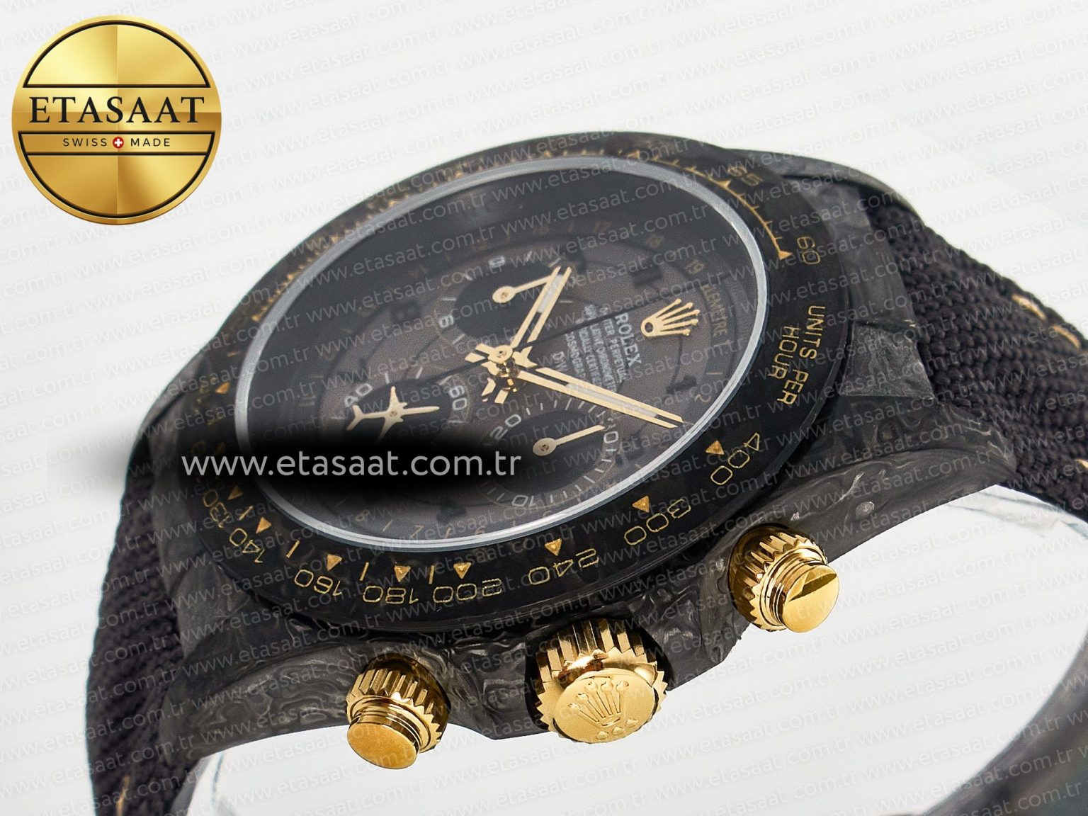 Daytona DIW “AVIA GREY” Carbon DIWF 1:1 Best Edition Gray/Yellow Dial on Black Nylon Strap SH4130 - Görsel 6
