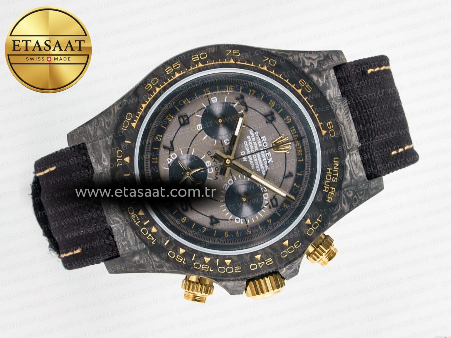 Daytona DIW “AVIA GREY” Carbon DIWF 1:1 Best Edition Gray/Yellow Dial on Black Nylon Strap SH4130 - Görsel 8